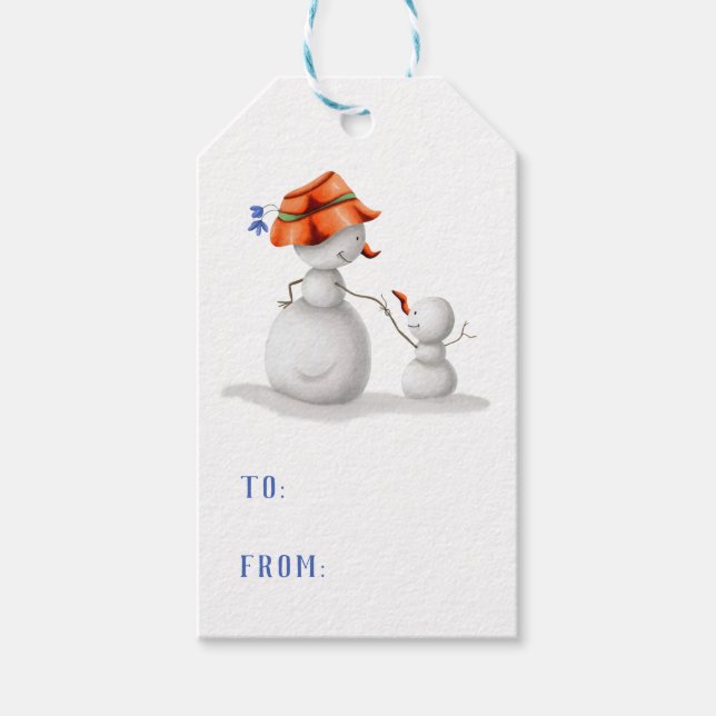 Étiquettes-cadeau Jolie Grand-Mère Snowman Noël À De (Devant)