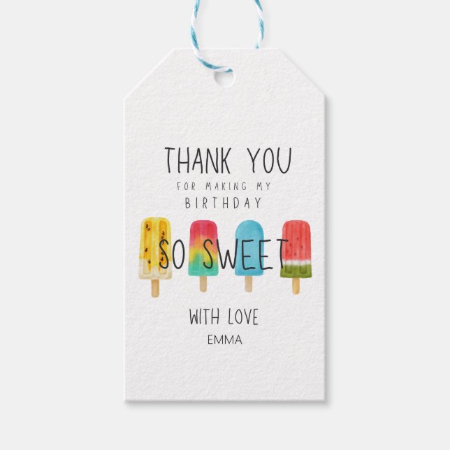 Étiquettes-cadeau Jolie Ice pop anniversaire Merci Favoriser (Devant)