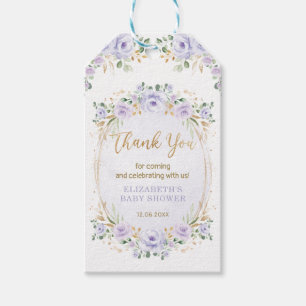 Étiquettes-cadeau Jolie Lavande Purple Gold Garden Roses Baby Girl