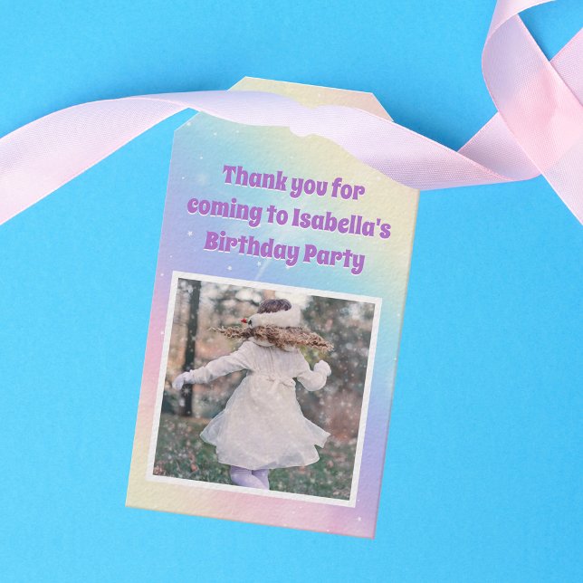 Étiquettes-cadeau Jolie Pastel Rainbow Sparkle Girls Birthday Party (Créateur téléchargé)