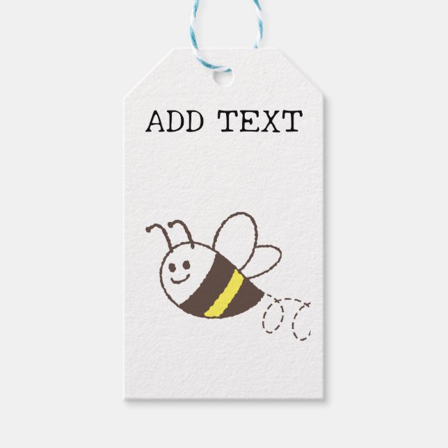 Étiquettes-cadeau Jolie petite abeille volant Baby shower blanc (Devant)