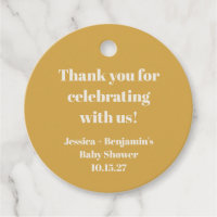 Jolie poussiéreuse jaune Baby Shower Remerciement