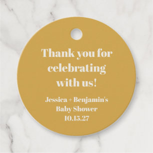 Étiquettes Cadeau Jolie poussiéreuse jaune Baby Shower Remerciement 