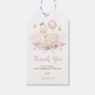 Étiquettes-cadeau Jolie princesse de cygne rose doux Faveurs d'anniv
