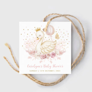 Étiquettes Cadeau Jolie princesse Swan rose or Balloon Bébé fille