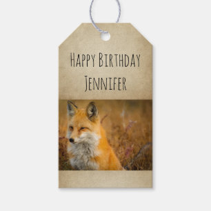 Étiquettes-cadeau Jolie Renard Rouge Wild Nature Photo Joyeux Annive
