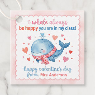 Étiquettes Cadeau Jolie Saint-Valentin Baleine Aquarelle Professeur