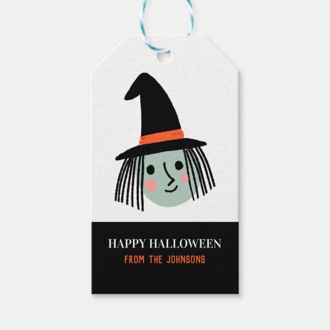 Étiquettes-cadeau Jolie sorcière d'Halloween (Devant)