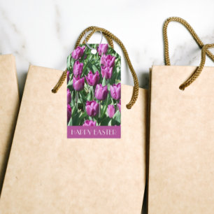 Étiquettes-cadeau Jolie Tulipes pourpres Pâques