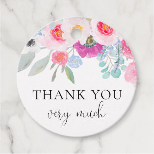 Étiquettes Cadeau Jolies Anémones Aquarelle Rose Merci