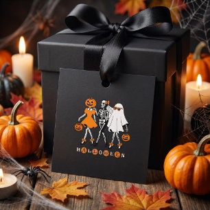 Étiquettes Cadeau Jolies Filles d'Halloween Squelette Fantôme Citrou