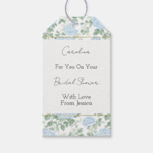 Étiquettes-cadeau Jolies Fleurs Blanches Bleu Clair Lavage De Noces