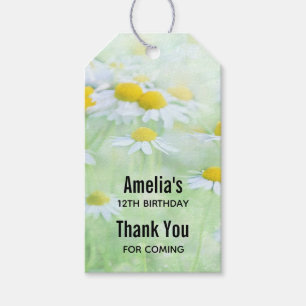 Étiquettes-cadeau Jolies marguerites dans un champ Merci d'anniversa