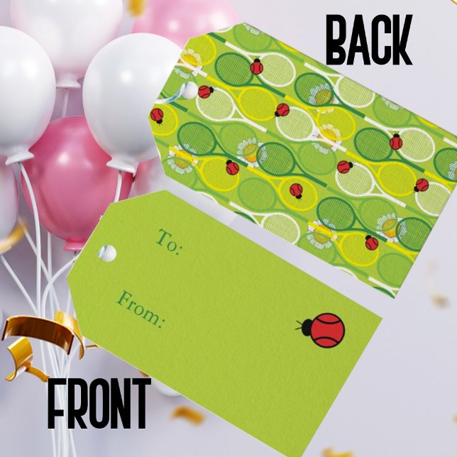 Étiquettes-cadeau Jolies raquettes de tennis avec coccinelle (Créateur téléchargé)