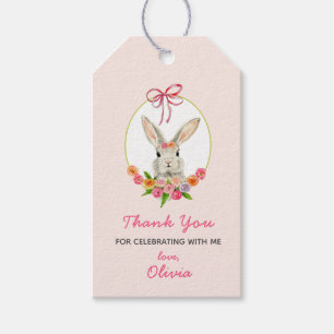 Étiquettes-cadeau Jolis autocollants d'anniversaire de lapin aquarel