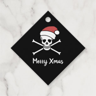 Étiquettes Cadeau Jolly roger crâne et os Noël père Noël