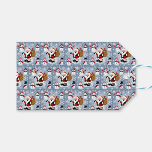 Étiquettes-cadeau Jolly Santa Claus et Snowmen Motif de Noël
