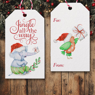 Étiquettes-cadeau Jote Jingle Tout le chemin Eléphant de Noël