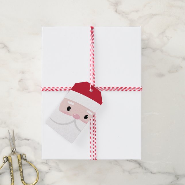 Étiquettes-cadeau Jote Père Noël Klaus Face (Avec de la ficelle)