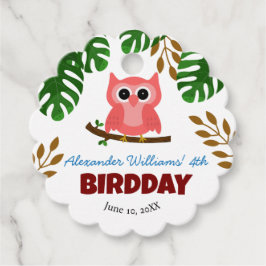 Étiquettes Cadeau Jote Rainforest Owl Bird's Birthday Party