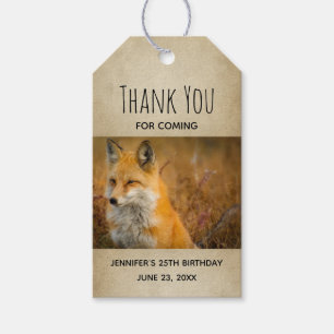 Étiquettes-cadeau Jote Red Fox Wild Nature Photographie Anniversaire