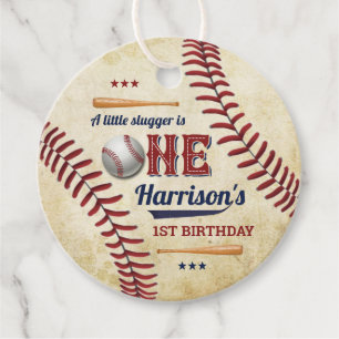 Étiquettes Cadeau Jouets de baseball vintages 1er anniversaire
