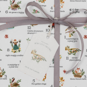 Étiquettes-cadeau Joueurs de pipeau jouant   12 Jours de Noël