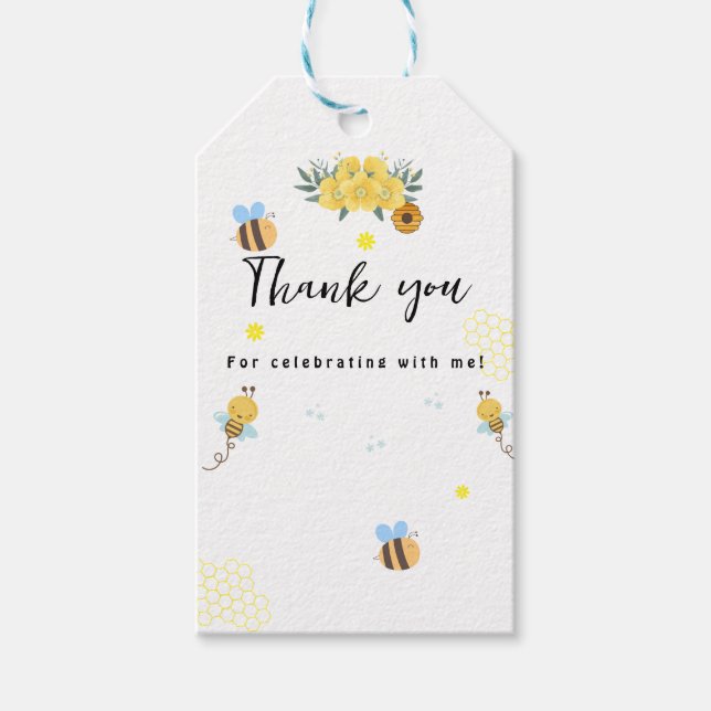Étiquettes-cadeau Jour de l'abeille premier anniversaire (Devant)