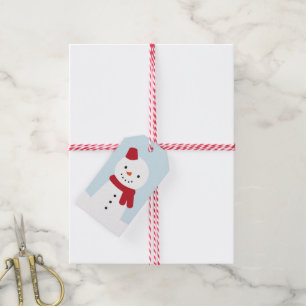 Étiquettes-cadeau Jour de neige - lapin et bonhomme de neige