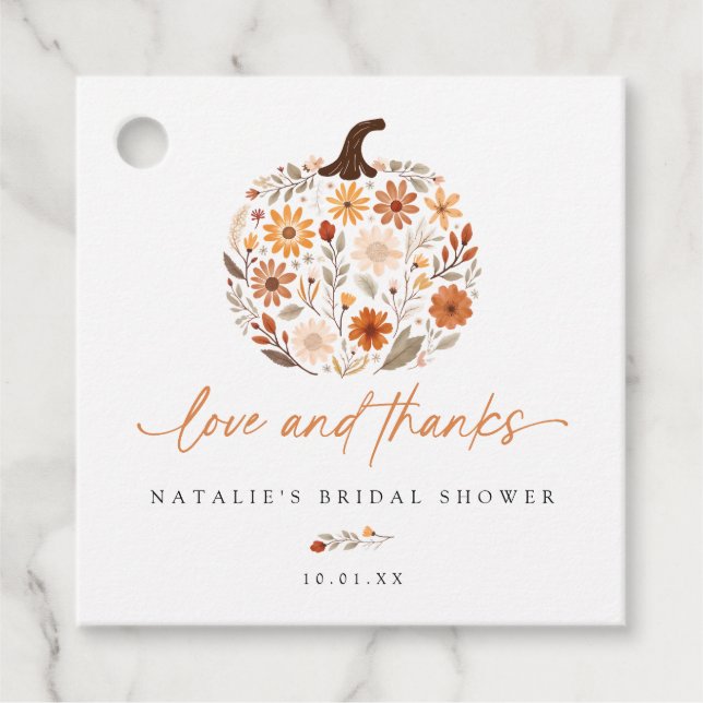 Étiquettes Cadeau Journée de mariage champêtre citrouille automne (Devant)