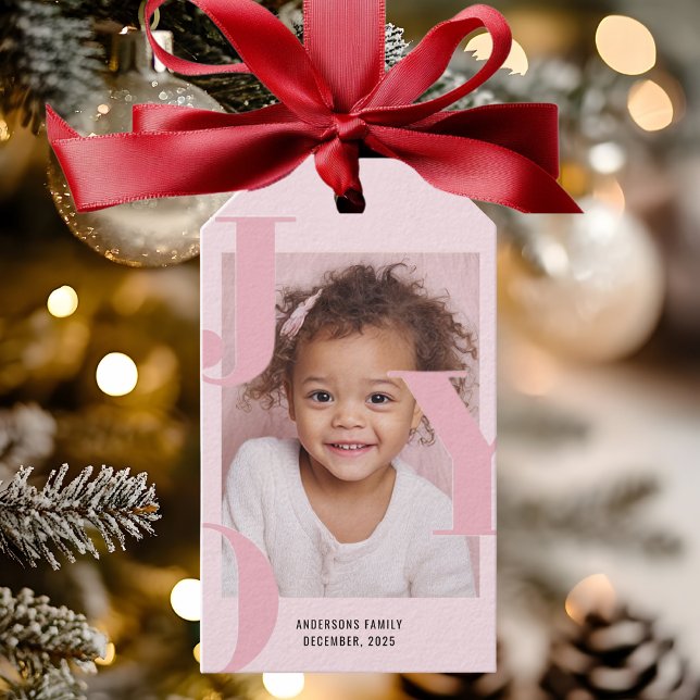 Étiquettes-cadeau JOY Blush Pink Modern Christmas | Personalized  (Créateur téléchargé)