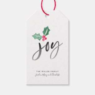 Étiquettes-cadeau Joy Brush Script Holiday De Noël à