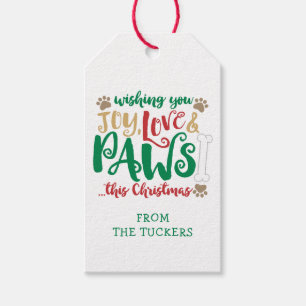 Étiquettes-cadeau Joy Love PAWS Chien Noël