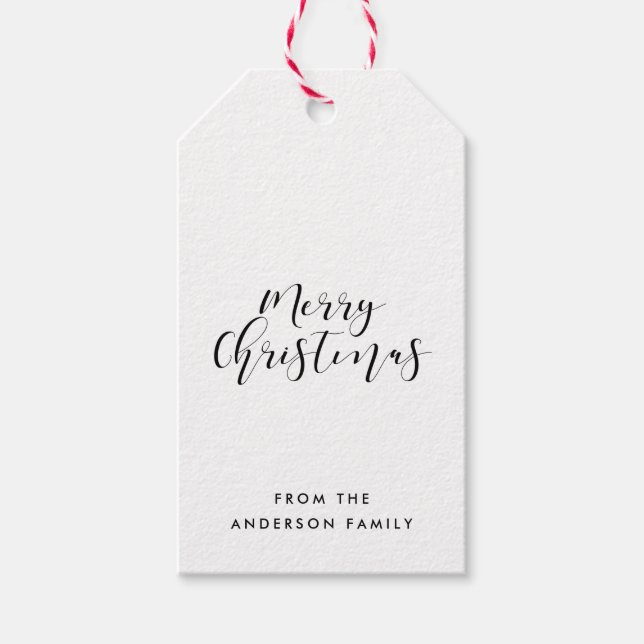 Étiquettes-cadeau Joy Noël élégante calligraphie (Devant)