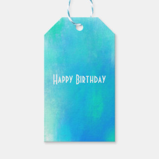 Étiquettes-cadeau Joyeuse aquarelle d'anniversaire Abstrait vert et