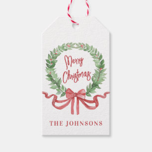 Étiquettes-cadeau Joyeuse couronne de Noël