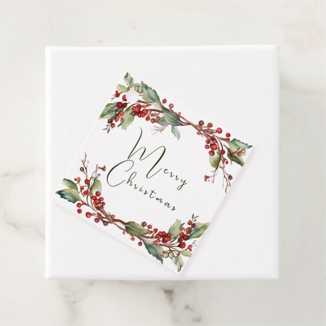 Étiquettes Cadeau Joyeuse couronne de Noël (En situation)