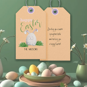 Étiquettes-cadeau Joyeuse Easter Pet Bunny Aquarelle Illustration