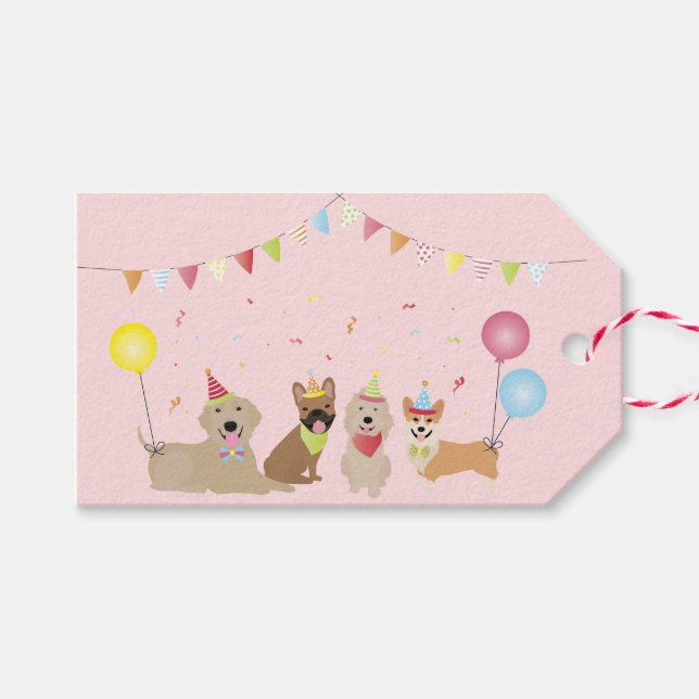 Étiquettes-cadeau Joyeuse fête des chiens d'anniversaire (Devant (Horizontal))