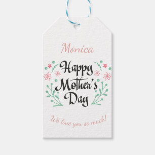 Étiquettes-cadeau Joyeuse fête des mères avec des fleurs coutume