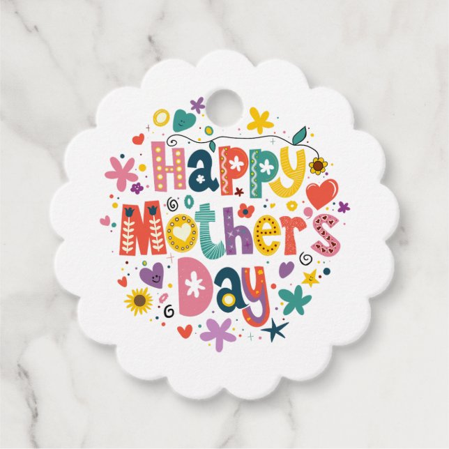 Étiquettes Cadeau Joyeuse fête des mères Floral Cool Élégant (Devant)
