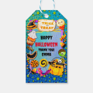 Étiquettes-cadeau Joyeuse fête d'Halloween remplie de ruse-ou-gâteau