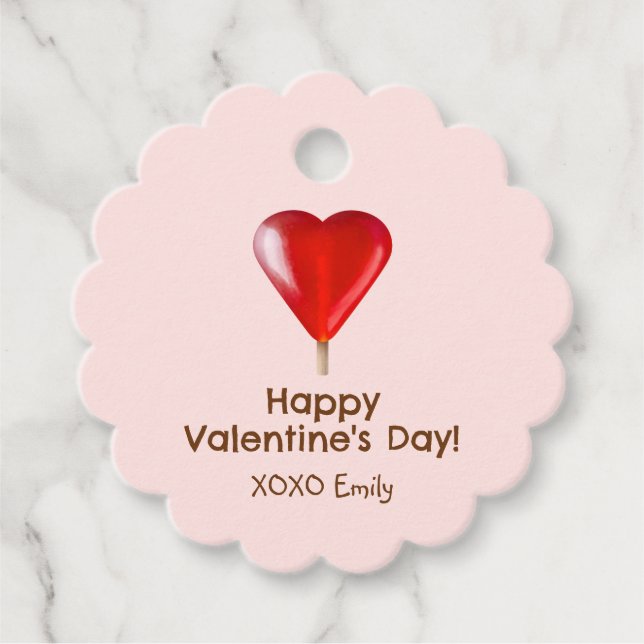 Étiquettes Cadeau Joyeuse Saint Valentin au coeur rouge (Devant)