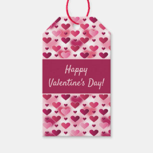 Étiquettes-cadeau Joyeuse Saint-Valentin avec de mignons cœurs roses