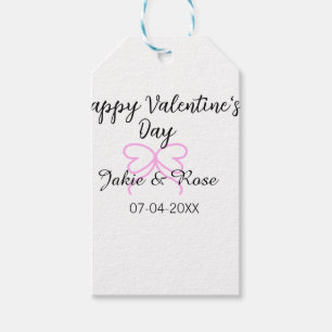 Étiquettes-cadeau Joyeuse Saint-Valentin cœur rose ruban nom date st