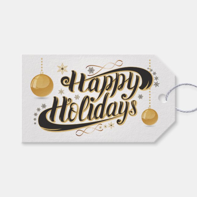 Étiquettes-cadeau Joyeuses fêtes (Devant (Horizontal))