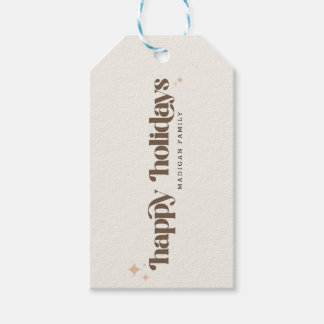 Étiquettes-cadeau Joyeuses Fêtes Famille Script Retro Noël