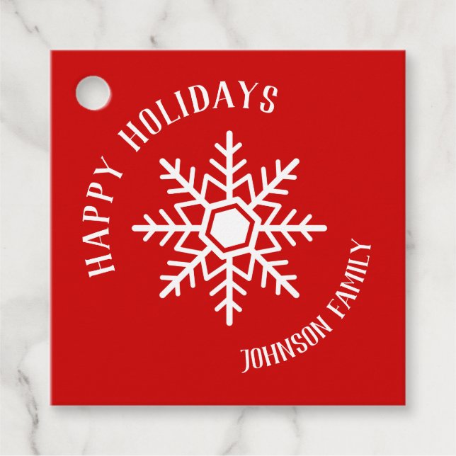 Étiquettes Cadeau Joyeuses fêtes - Flocon de neige (Devant)