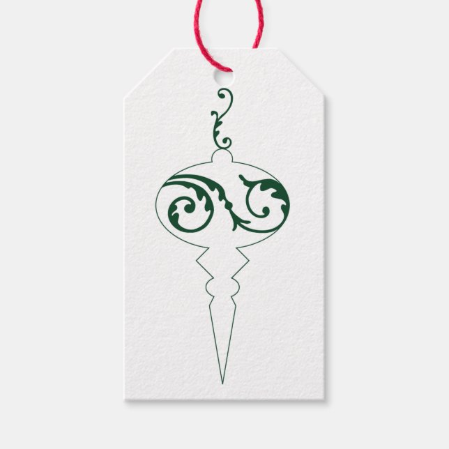 Étiquettes-cadeau Joyeuses fêtes hiver vert ornement de vacances (Devant)