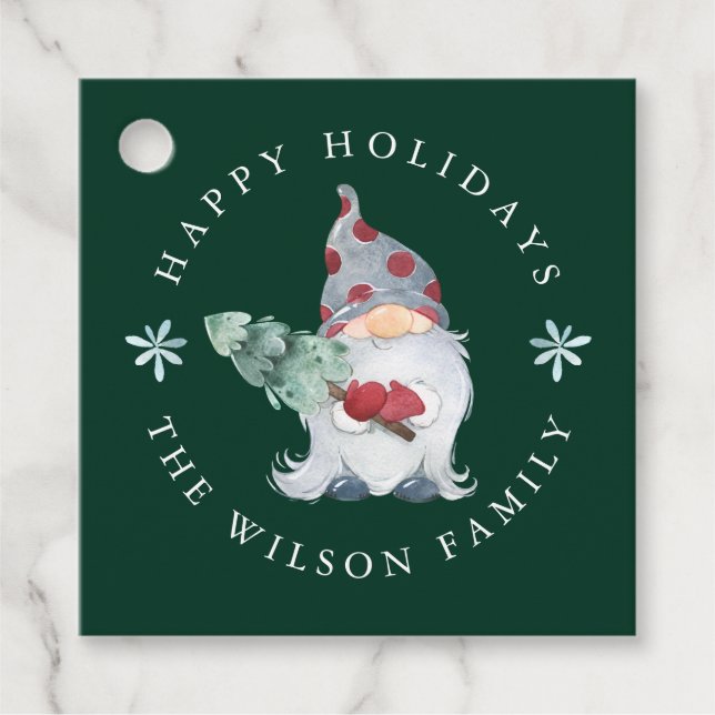 Étiquettes Cadeau Joyeuses fêtes Nisse Gnome Noël (Devant)